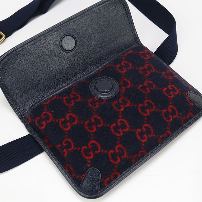 GUCCI 598181 Belt bag GG wool body bag wool navy Women