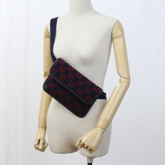 GUCCI 598181 Belt bag GG wool body bag wool navy Women