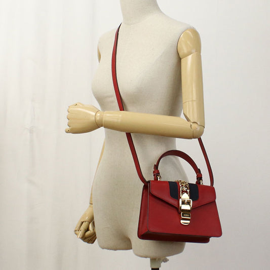 GUCCI 470270 2WAY handbag Silvi Handbag Shoulder bag leather Red Women