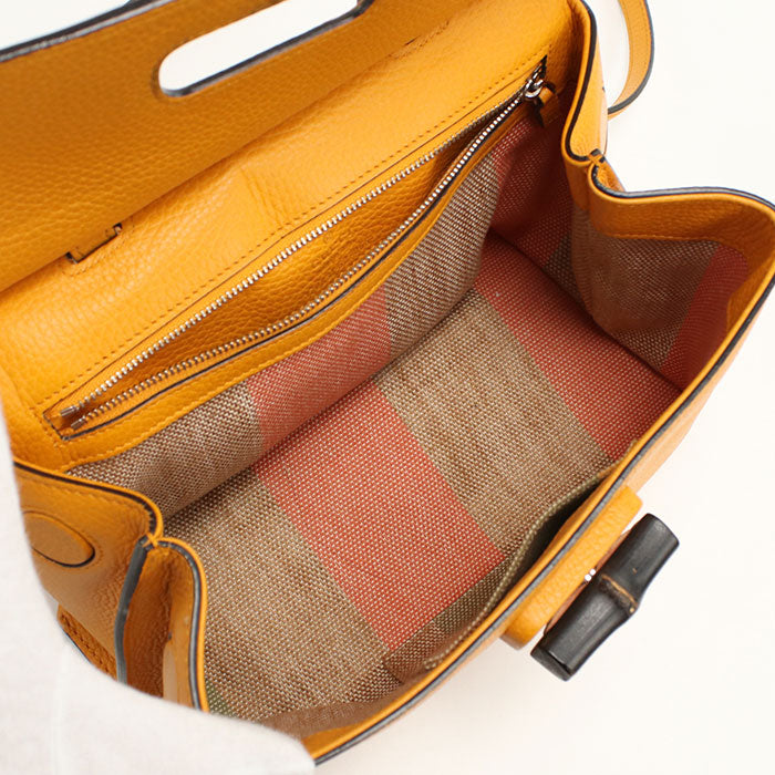 GUCCI 370831 2WAY Bamboo Handbag leather orange Women