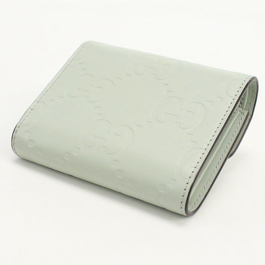 GUCCI 772793 Tri-fold wallet GG logo Three fold wallet leather green Women