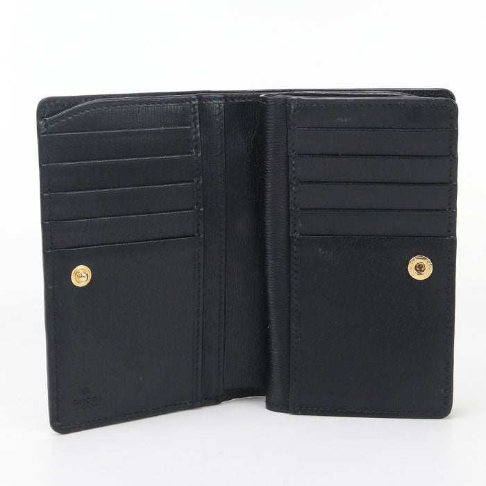 GUCCI 772640 0OP0N 1000 Card Case wallet Gucci Script Folded leather black Women