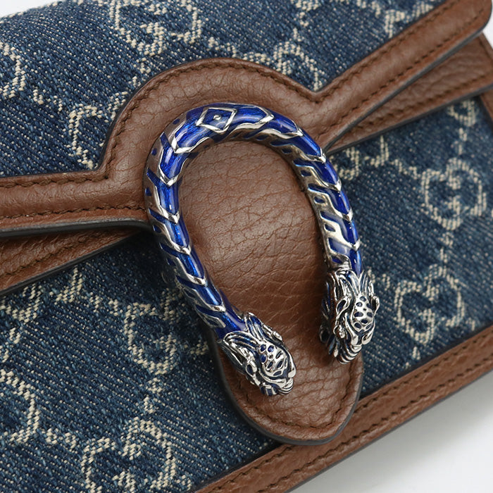 GUCCI 476432 Duonisos Mini 2-Way Bag Shoulder Bag leather, GG denim blue Women