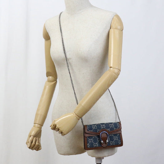 GUCCI 476432 Duonisos Mini 2-Way Bag Shoulder Bag leather, GG denim blue Women