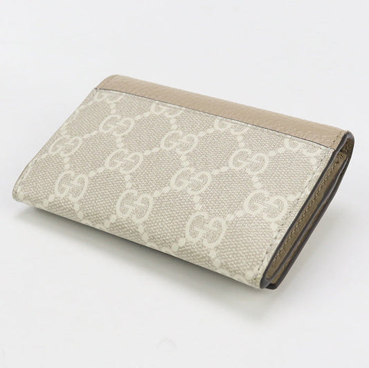 GUCCI 739525 AACFE 9543 Card Case GG Marmont Double G Bicolor Card Case/Business card holder GG Supreme Canvas, leather beige unisex