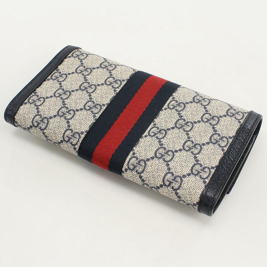 GUCCI 523153 GG Continental Ofidia Long wallet GG Supreme Navy Women
