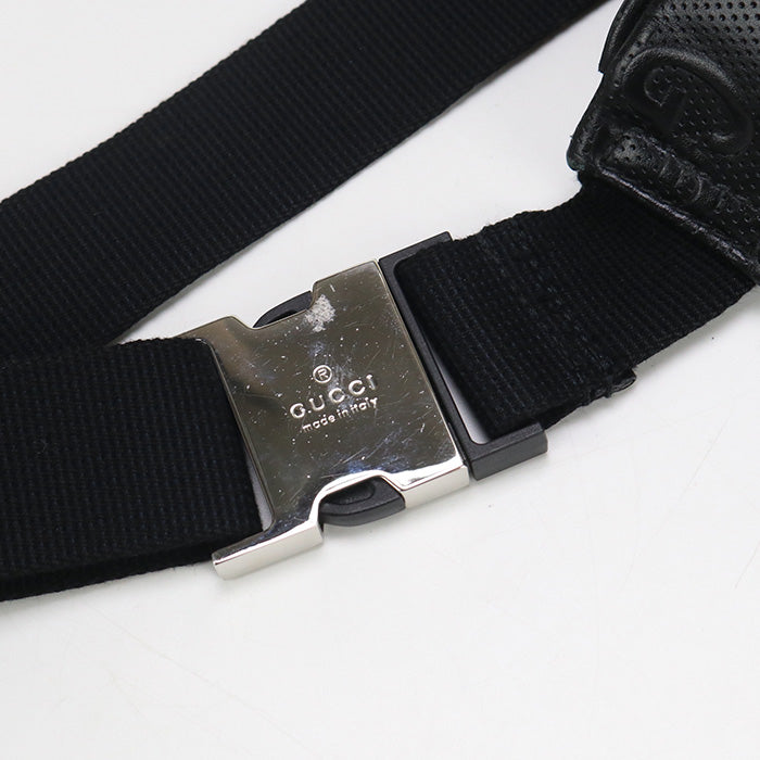 GUCCI GU90146 Large Belt Bag GG emboss body bag leather Bag black mens