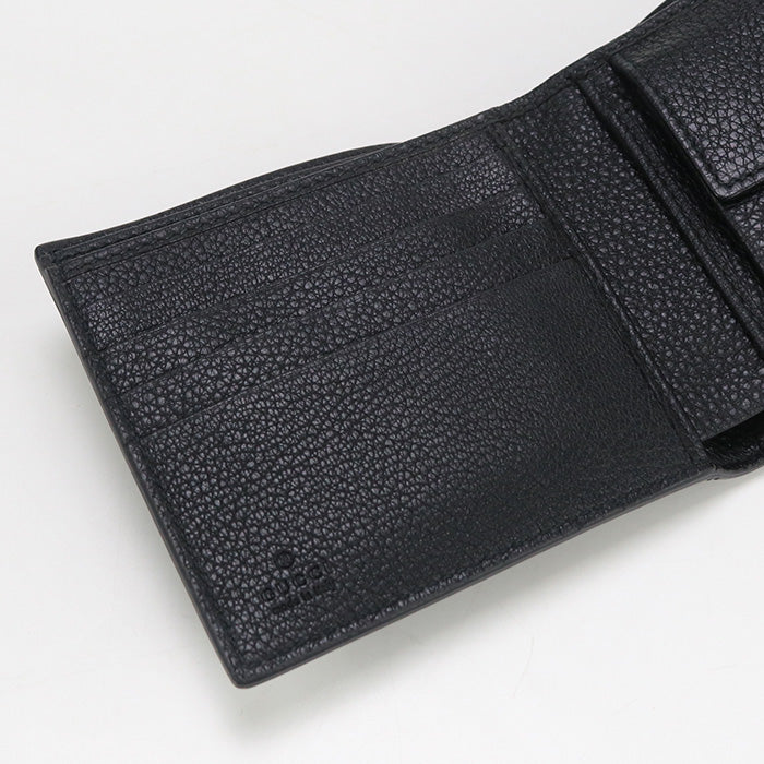 GUCCI GU90348 Bifold Wallet Vintage logo print Folded wallet leather black mens