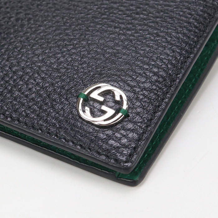 GUCCI 610466 CA02N 1080 Bi-fold wallet Interlocking G Coin wallet leather black mens