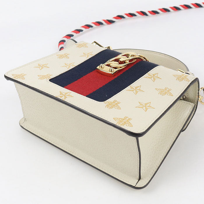 GUCCI GU90528 2WAY handbag Silvi Shoulder Bag leather white gold Women