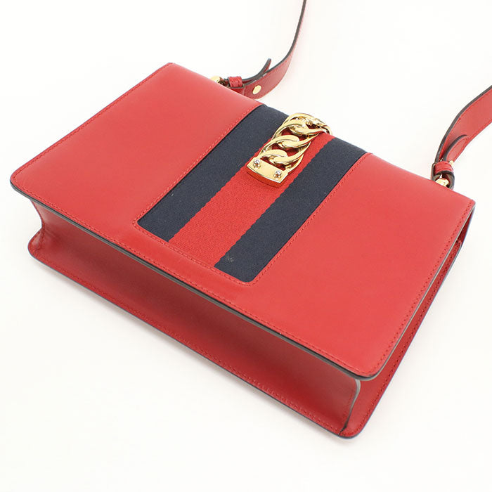 GUCCI 421882 Silvi Shoulder Bag leather red Women