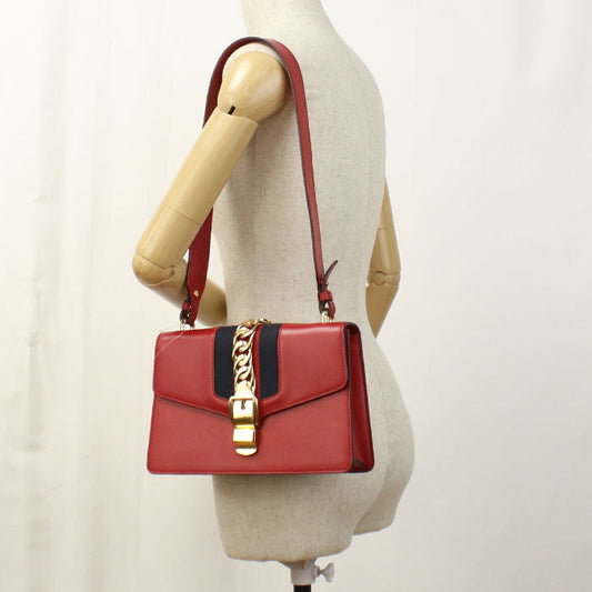 GUCCI 421882 Silvi Shoulder Bag leather red Women
