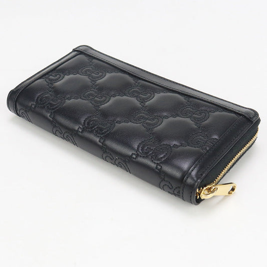 GUCCI 723784 Zip around wallet GG matelasse PurseZip Around leather black Women