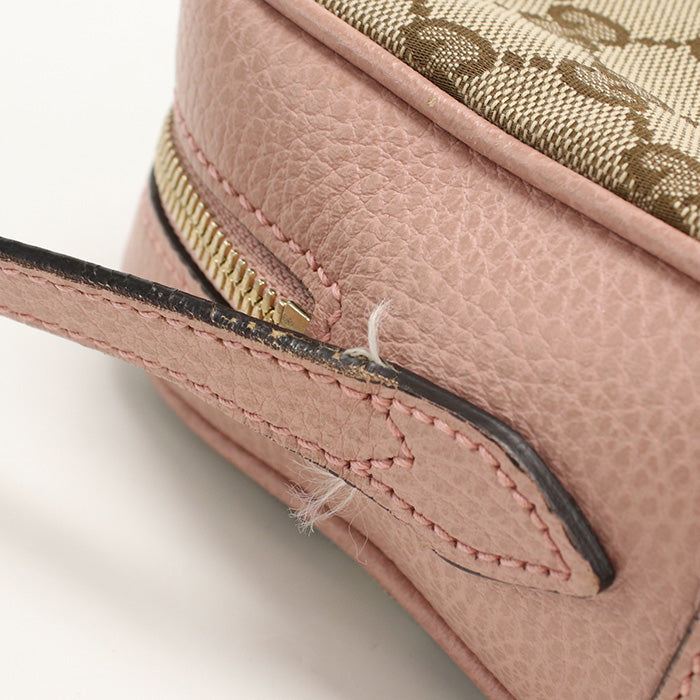 GUCCI 449413 Shoulder Bag Pochette GG canvas,leather beige Women