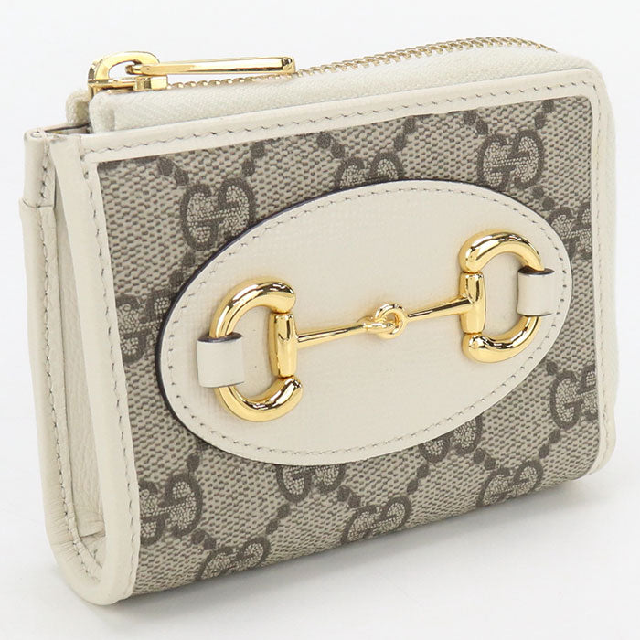 GUCCI 644459 L-shaped zipper wallet Gucci Horsebit 1955 PVC/leather white Women