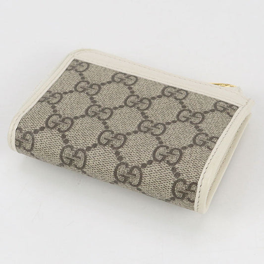 GUCCI 644459 L-shaped zipper wallet Gucci Horsebit 1955 PVC/leather white Women