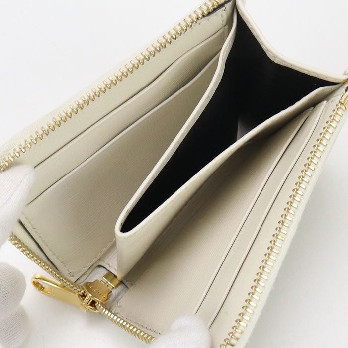 GUCCI 644459 L-shaped zipper wallet Gucci Horsebit 1955 PVC/leather white Women