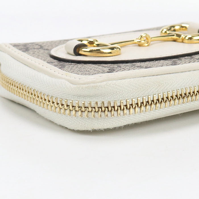 GUCCI 644459 L-shaped zipper wallet Gucci Horsebit 1955 PVC/leather white Women