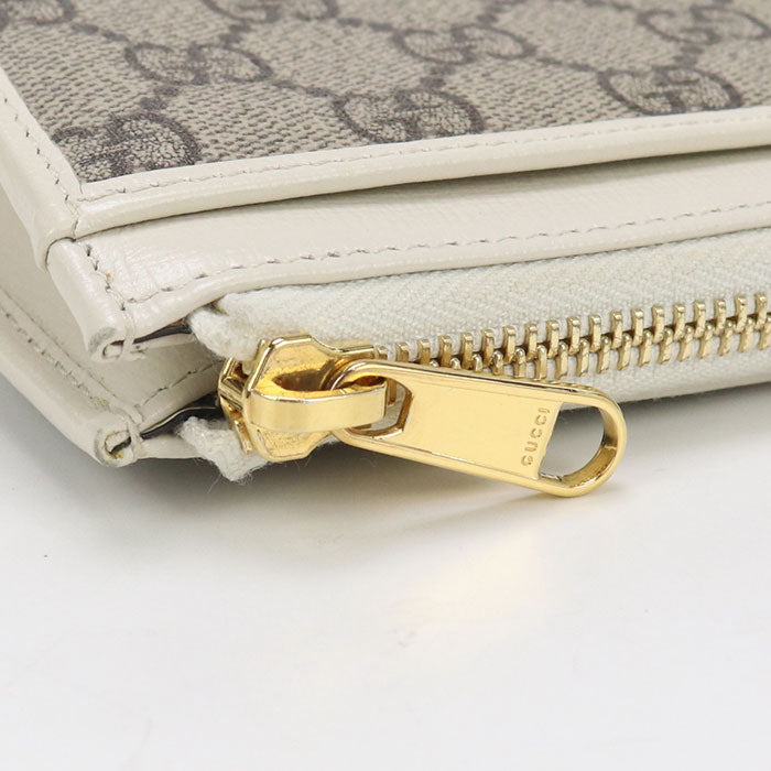 GUCCI 644459 L-shaped zipper wallet Gucci Horsebit 1955 PVC/leather white Women