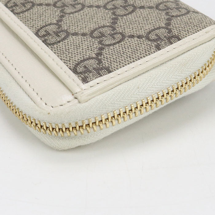 GUCCI 644459 L-shaped zipper wallet Gucci Horsebit 1955 PVC/leather white Women