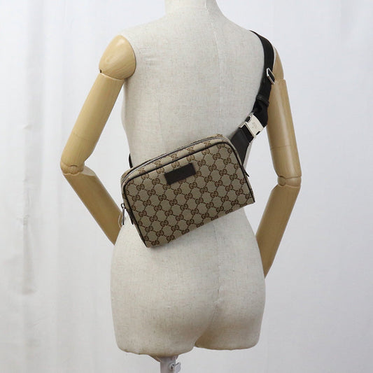 GUCCI 449174 body bag GG canvas Waist bag canvas, leather beige mens(unisex)