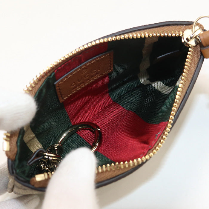 GUCCI GU93376 Key pouch GG Emblem Coin Pocket with key ring PVC beige Women