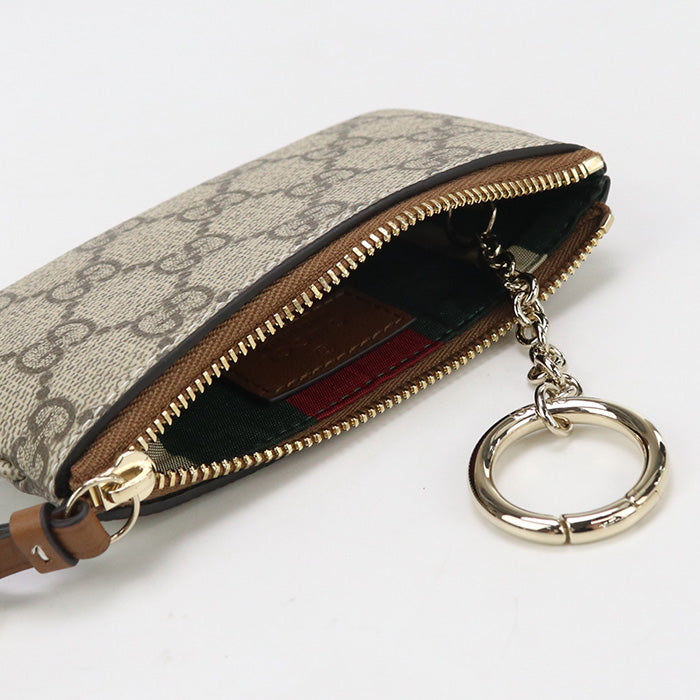 GUCCI GU93376 Key pouch GG Emblem Coin Pocket with key ring PVC beige Women