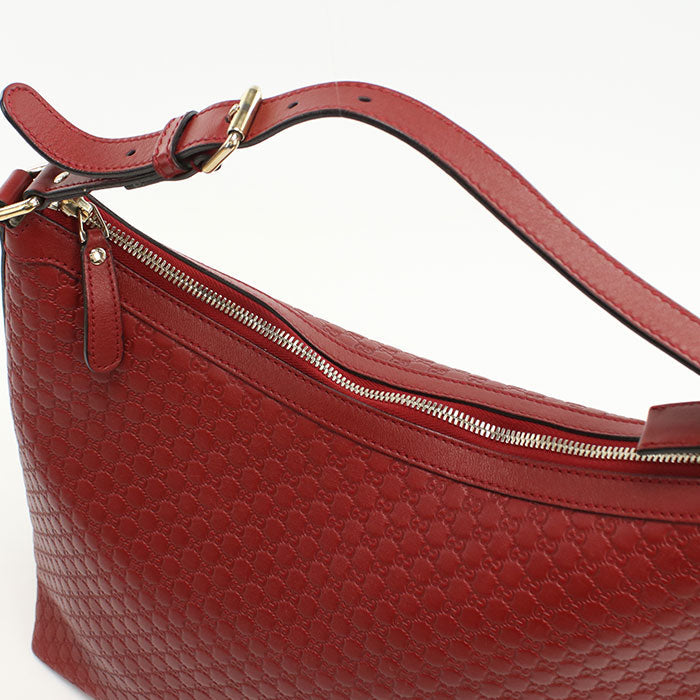 GUCCI 449732 one belt Micro Guccisima leather/One Shoulder Bag Red Women
