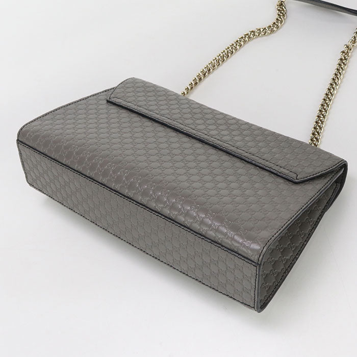 GUCCI 449636 Micro Guccisima Chain bag Shoulder Bag leather gray Women