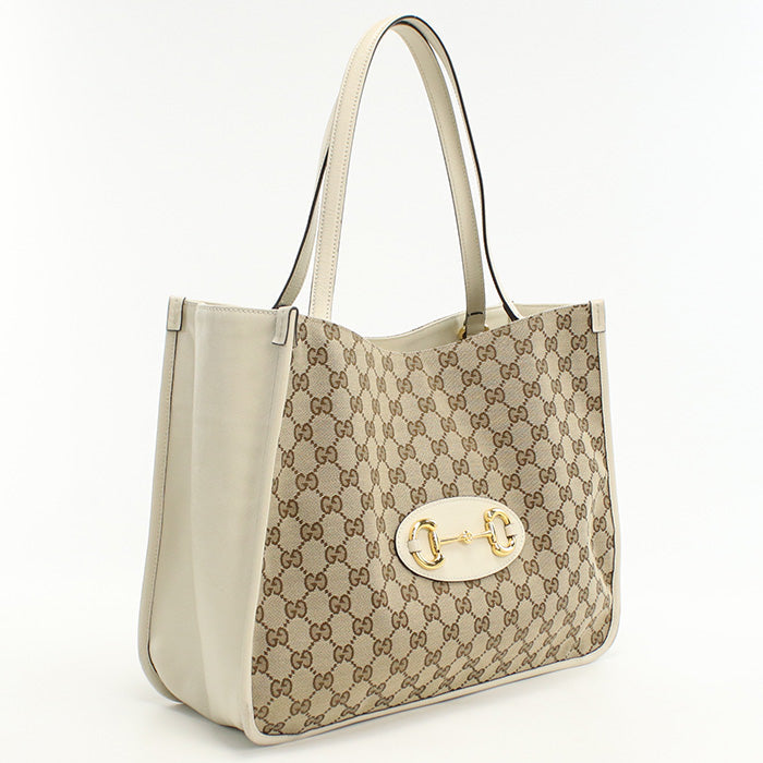 GUCCI 623694 Tote Bag Gucci Horsebit 1955 Shoulder bag GG canvas,leather beige Women
