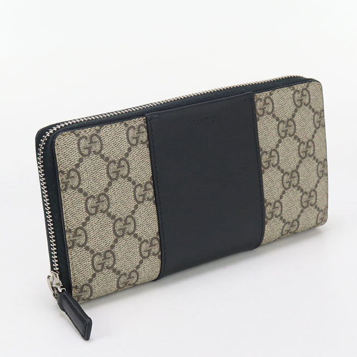 GUCCI 451249 GG Supreme PurseZip Around PVC/leather beige Women
