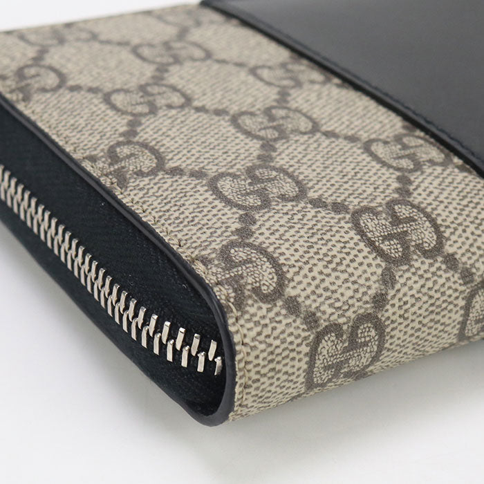 GUCCI 451249 GG Supreme PurseZip Around PVC/leather beige Women