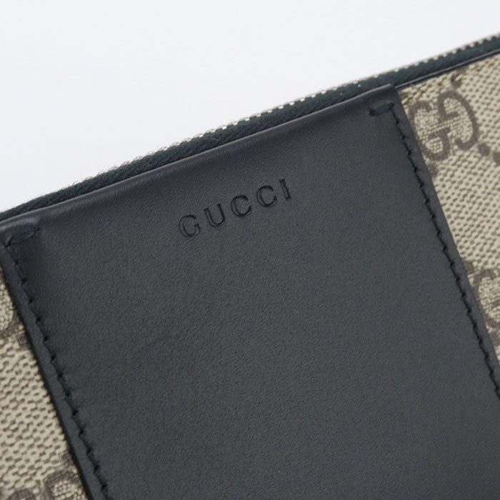 GUCCI 451249 GG Supreme PurseZip Around PVC/leather beige Women