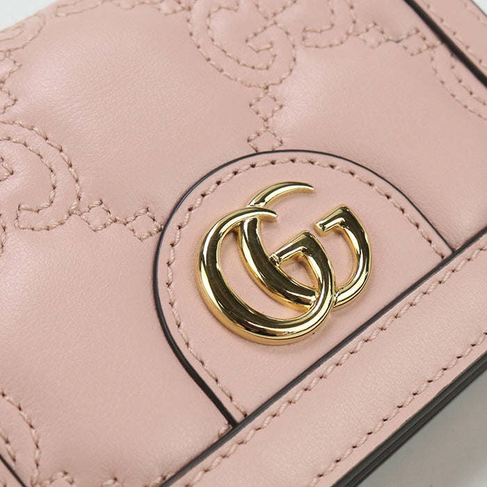 GUCCI 723786 Card Case wallet GG matelasse Folded wallet leather pink Women