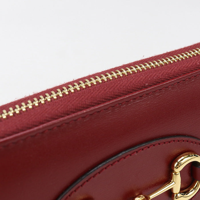 GUCCI 621889 Long wallet Gucci Horsebit 1955 Zipper wallet leather Red Women