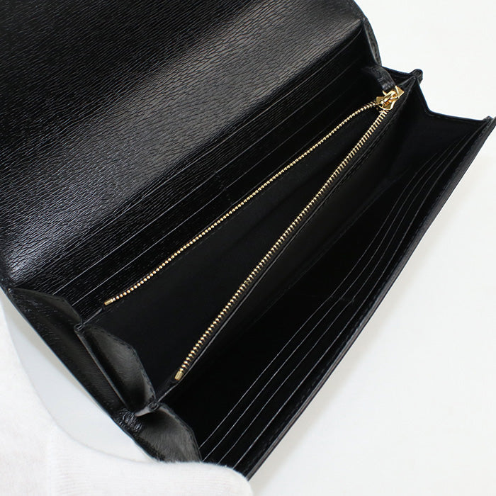 GUCCI 772638 wallet script Long wallet with double fold coin purse black Women