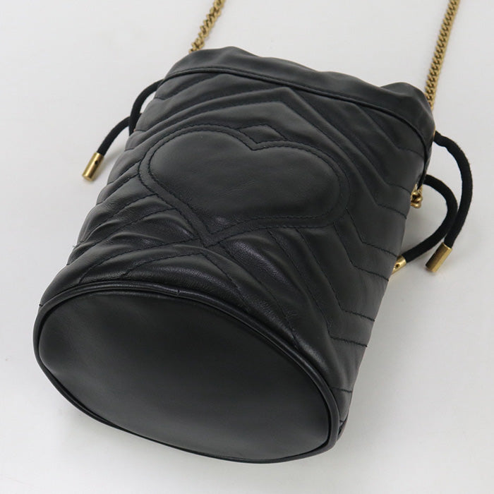GUCCI 575163 DTDRT 1000 Small bucket bag GG Marmont Shoulder Bag black Women