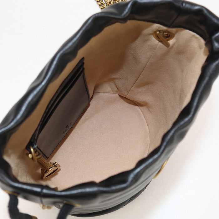 GUCCI 575163 DTDRT 1000 Small bucket bag GG Marmont Shoulder Bag black Women