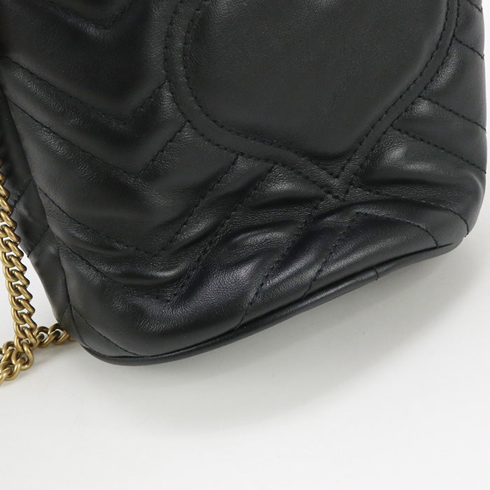 GUCCI 575163 DTDRT 1000 Small bucket bag GG Marmont Shoulder Bag black Women