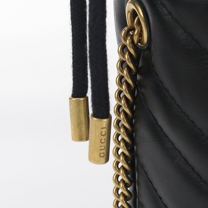 GUCCI 575163 DTDRT 1000 Small bucket bag GG Marmont Shoulder Bag black Women