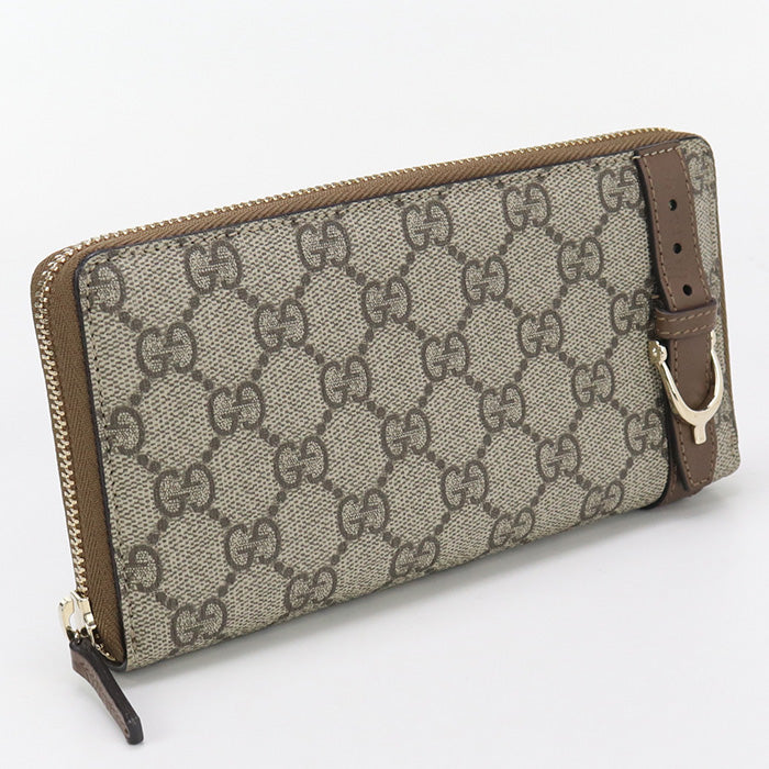 GUCCI 309758 Zip wallet GG Supreme PurseZip Around Canvas/leather black Women