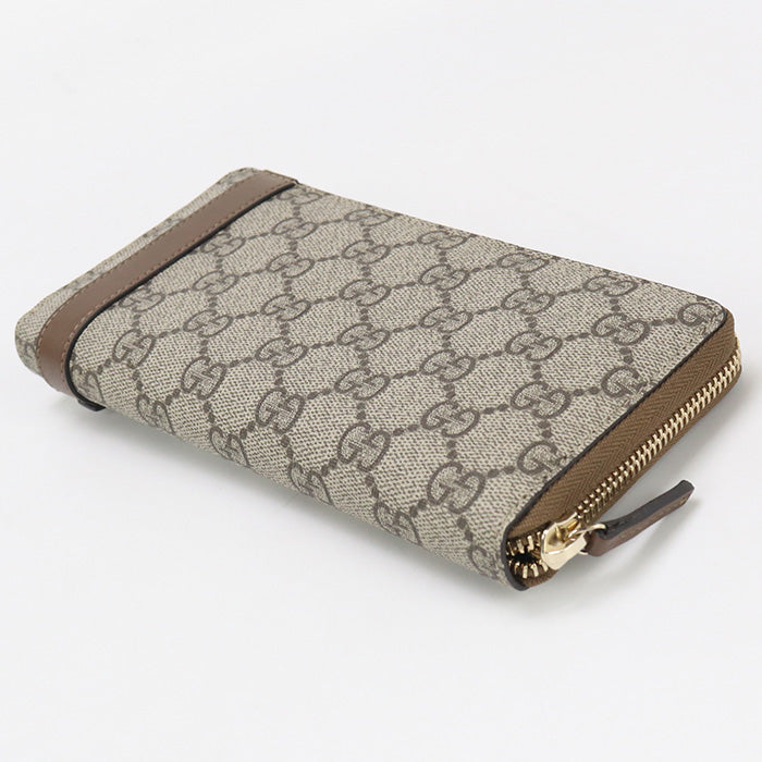 GUCCI 309758 Zip wallet GG Supreme PurseZip Around Canvas/leather black Women