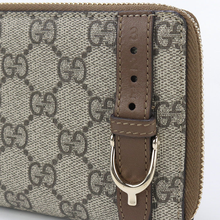 GUCCI 309758 Zip wallet GG Supreme PurseZip Around Canvas/leather black Women