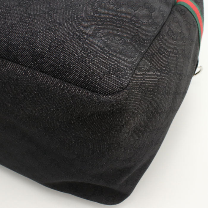 GUCCI 374770 GG denim Boston bag canvas black unisex