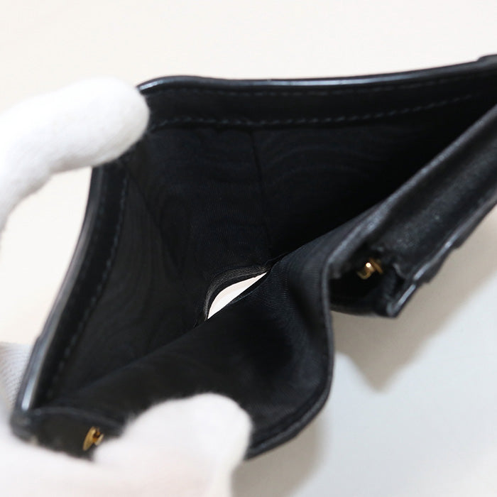 GUCCI 676150 Card Case GG emboss Bi-fold wallet with coin purse black Women