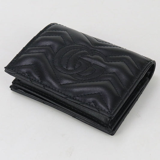 GUCCI 466492DTD1T 1000 Small Double G Folded wallet/Quilted leather black Women
