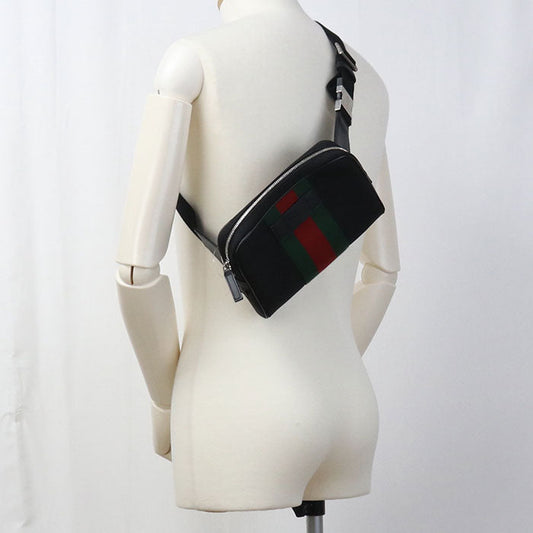 GUCCI 630919 Belt bag Sherry line body bag canvas black mens