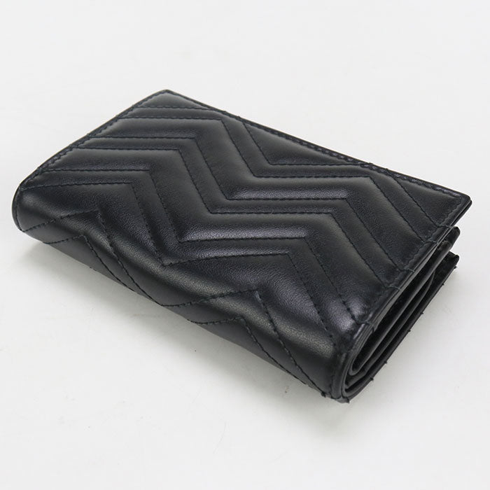 GUCCI 781583 Card Case Double G Folded wallet/Quilted leather black Women