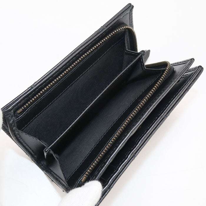 GUCCI 781583 Card Case Double G Folded wallet/Quilted leather black Women