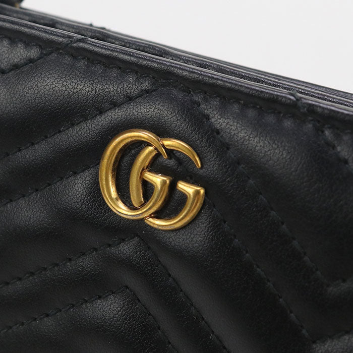 GUCCI 781583 Card Case Double G Folded wallet/Quilted leather black Women